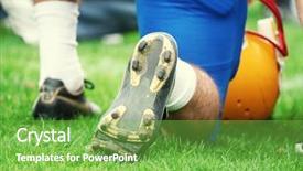  Presentation with american football and helmet on field - Cool new presentation theme with american football player concept football backdrop and a seafoam green colored foreground