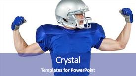  Presentation with flexing - Slide deck consisting of american football player flexing muscles background and a royal blue colored foreground