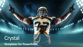  Presentation with football game security - Theme with american football player game winning background and a ocean colored foreground