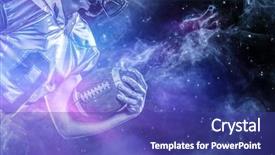  Presentation with american football - Theme with american football player holding ball background and a ocean colored foreground