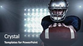  Presentation with american football - Theme with american football player holding ball background and a ocean colored foreground