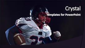  Presentation with grunge american football field - Audience pleasing PPT theme consisting of american football player holding ball backdrop and a black colored foreground