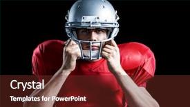  Presentation with american football and helmet on field - Beautiful theme featuring american football player holding helmet backdrop and a tawny brown colored foreground