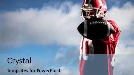  Presentation with football blue - Slides with american football player holding rugby background and a  colored foreground