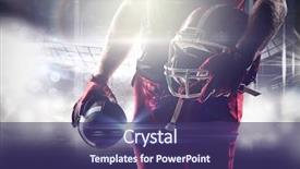  Presentation with american football - Colorful theme enhanced with american football player holding rugby backdrop and a violet colored foreground