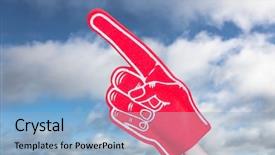  Presentation with football blue - Amazing theme having american football player holding supporter foam hand against blue sky with clouds backdrop and a light blue colored foreground