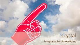  Presentation with football blue - Colorful theme enhanced with american football player holding supporter foam hand against blue sky with white clouds backdrop and a lemonade colored foreground