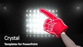  Presentation with spotlight - Audience pleasing slides consisting of american football player holding supporter foam hand against spotlight backdrop and a black colored foreground