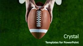  Presentation with football goal post american field - Colorful slide deck enhanced with american football player holding up backdrop and a tawny brown colored foreground
