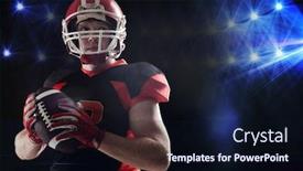  Presentation with rugby - Slides having american football player in helmet holding rugby ball against black background background and a wine colored foreground