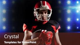 Presentation with rugby - Cool new slides with american football player in helmet holding rugby ball against black background backdrop and a tawny brown colored foreground