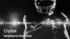  Presentation with american football and helmet on field - Presentation theme enhanced with american football player in helmet background and a dark gray colored foreground