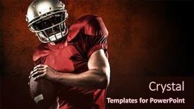  Presentation with grunge american football field - Slide deck having american football player in red jersey looking away while holding ball against dark background background and a wine colored foreground