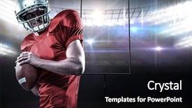  Presentation with american football and helmet on field - Slides enhanced with american football player in red background and a  colored foreground
