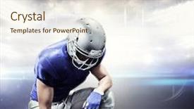  Presentation with kneeling - Presentation design consisting of american football player kneeling while background and a sky blue colored foreground