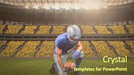  Presentation with american football - Slide deck featuring american football player kneeling while background and a tawny brown colored foreground