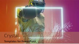  Presentation with football competition - PPT layouts enhanced with american-football-player-showing-ball background and a coral colored foreground