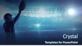  Presentation with rugby - PPT layouts featuring american football player standing background and a ocean colored foreground