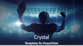  Presentation with victory - Cool new presentation theme with american football player standing backdrop and a navy blue colored foreground