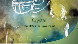  Presentation with american football - Colorful slides enhanced with american football player standing in helmet against digitally generated image of color powder backdrop and a seafoam green colored foreground