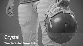  Presentation with football blue - Cool new PPT layouts with american football player taking his helmet on her hand against blue background backdrop and a gray colored foreground