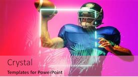 Presentation with football competition - PPT theme with american-football-player-throwing-ball background and a coral colored foreground