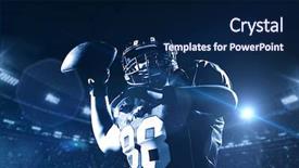  Presentation with american football - Slide set having american football player throwing rugby background and a navy blue colored foreground