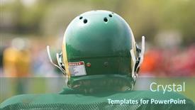  Presentation with team player - Amazing slide deck having american-football-player-watching backdrop and a ocean colored foreground