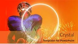  Presentation with football competition - Presentation theme with american-football-player-wearing-helmet background and a gold colored foreground