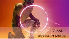  Presentation with football competition - Presentation theme enhanced with american-football-player-with-ball background and a coral colored foreground