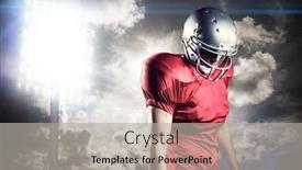  Presentation with spotlight - Presentation theme consisting of american football player with ball looking down against spotlight in sky background and a light gray colored foreground