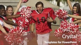  Presentation with grunge american football field - Slide deck enhanced with american football player with cheerleader background and a tawny brown colored foreground
