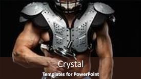  Presentation with american football - Colorful slide deck enhanced with american-football-player-with-dumbbells backdrop and a tawny brown colored foreground