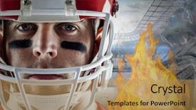  Presentation with grunge american football field - Slide set having american football player with flame background and a yellow colored foreground
