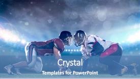  Presentation with football field - Audience pleasing slide set consisting of american football players are ready backdrop and a teal colored foreground