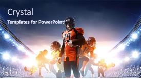  Presentation with fight - PPT theme with american football players fight for ball mixed media background and a navy blue colored foreground