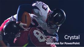  Presentation with football players field - PPT theme featuring american football players in action background and a navy blue colored foreground