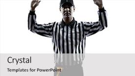 Presentation with football referee - Slide set featuring american football referee gestures background and a light gray colored foreground