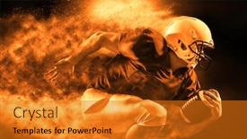  Presentation with proud american - Colorful PPT theme enhanced with american-football-sportsman-player backdrop and a gold colored foreground