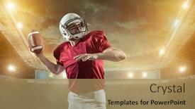  Presentation with american football - Cool new slide deck with american-football-sportsman-player backdrop and a coral colored foreground