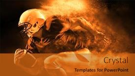  Presentation with american football - Cool new slide deck with american-football-sportsman-player backdrop and a gold colored foreground
