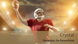  Presentation with football lights - Presentation theme consisting of american-football-sportsman-player background and a coral colored foreground