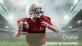  Presentation with football lights - PPT theme enhanced with american-football-sportsman-player background and a seafoam green colored foreground