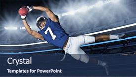  Presentation with american football - Beautiful presentation theme featuring american football touchdown catch backdrop and a navy blue colored foreground