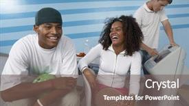  Presentation with bowling - Colorful slides enhanced with american friends sitting in bowling backdrop and a  colored foreground