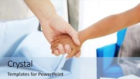  Presentation with african american - Slide set having american girl and man family background and a light blue colored foreground