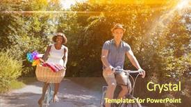  Presentation with beautiful nature - Beautiful slide deck featuring american girl enjoying a bike backdrop and a tawny brown colored foreground