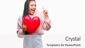  Presentation with for african american women heart disease - PPT theme having american girl holding read heart background and a white colored foreground