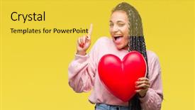  Presentation with for african american women heart disease - Slides with american girl holding read heart background and a yellow colored foreground