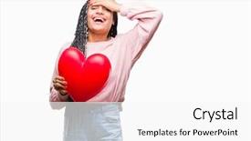  Presentation with hair - Audience pleasing theme consisting of american girl holding read heart backdrop and a white colored foreground